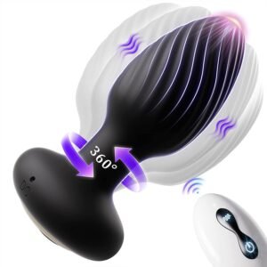 OM14-360° Rotation Prostate Massager Swirl Surround Stimulate Prostate Point Anal Plug Vibrating Butt Plug with 9 Vibrating