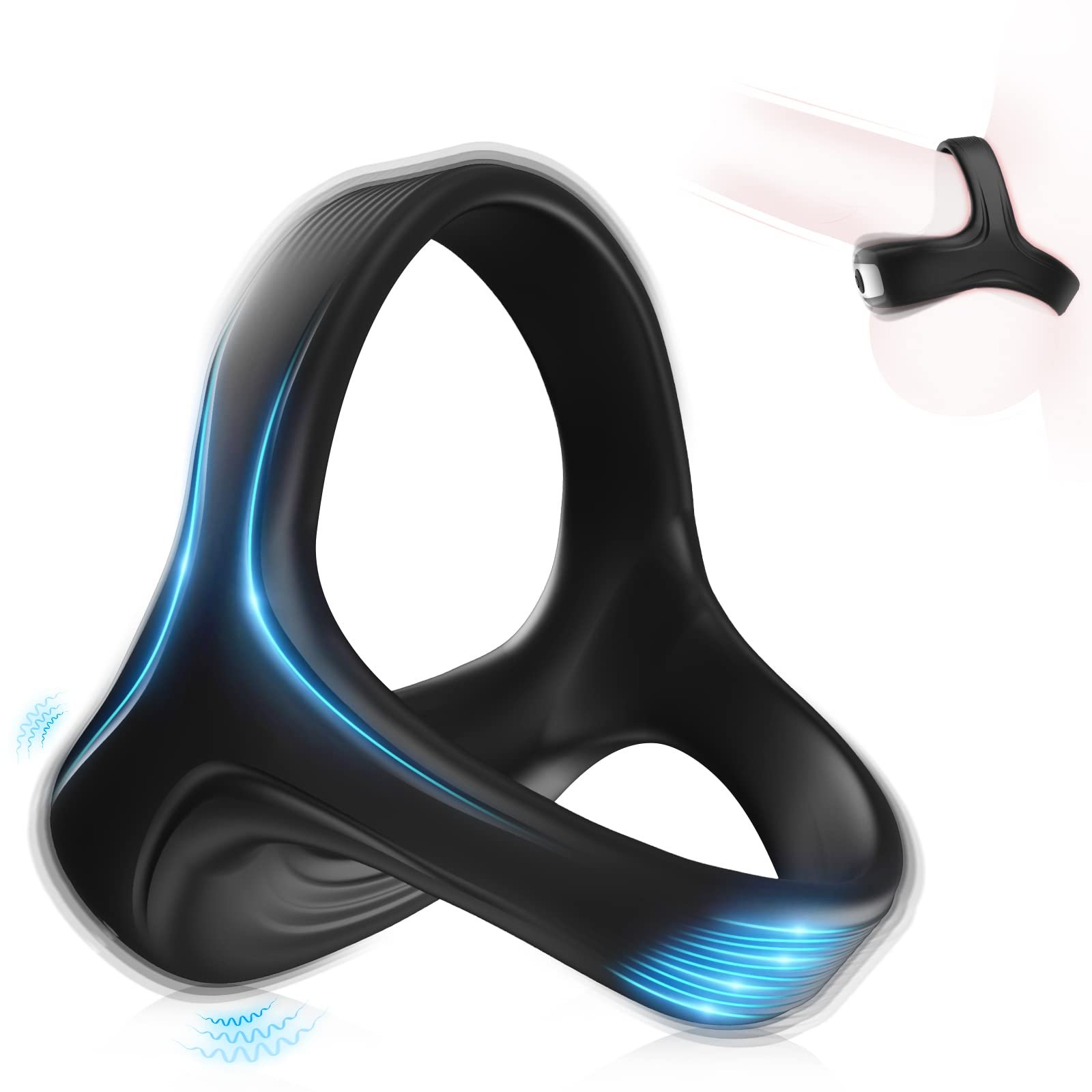 OM17-Y-Shaped Silicone Non-Functional Vibration Locking Ring Adult Sex Toy for Men with Time-Extension and 100% Waterproof